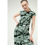 Green dress with black applique