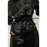 Black eco-leather transforming dress