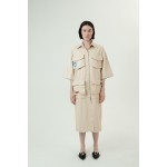 Beige eco-leather transforming dress