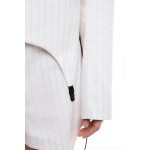 Пиджак кроп с подвязками цвета экрю в полоску
