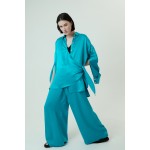 Turquoise viscose palazzo trousers