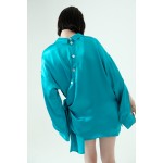 Turquoise viscose transformable shirt
