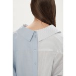 Boyfriend's shirt (white striped blue+blue)