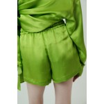 Green viscose shorts