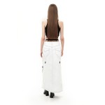 White Denim Skirt with cutout