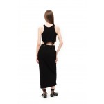 Black ribbed skirt with cutout