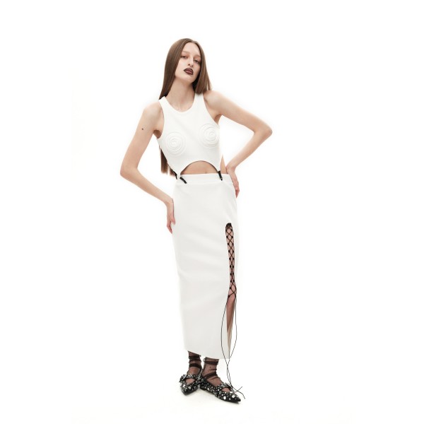 White ribbed skirt with cutout