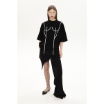 Black oversize T-shirt with white applique