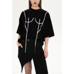 Black oversize T-shirt with white applique