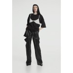 Oversize black T-shirt with contrast bodice