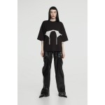 Oversize black T-shirt with contrast bodice