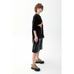 Oversize black T-shirt with beige contrast bodice