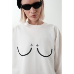 White oversize T-shirt with takeoff lines